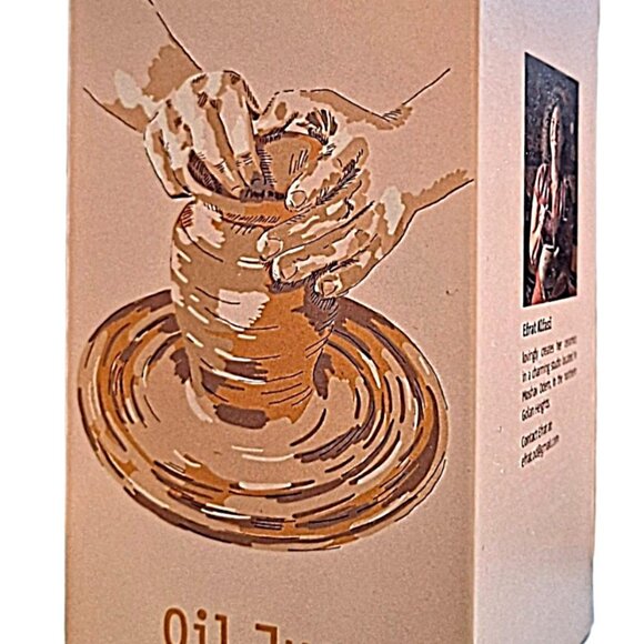 Small 5" Hand Thrown Signed Earth Tones Olive Oil Jug Israel NWT - Picture 8 of 10